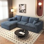 107'' L-Shaped Modern Modular Sectional Cloud Couch, 4-Seat Chenille Deep-Seat Sofa with Pillow for Living Room, Bedroom, Apartment, Ocean Blue