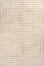 nuLOOM Jeni Solid Faux Rabbit Machine Washable Area Rug, Round 5, Beige