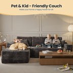 104" Cloud Sectional Couch with Chaise, Boneless L-Shaped Cloud Couch with Deep Seat, Soft Plush Modern Minimalist Sofa, Assembly Free Comfy Sofa for Office Living Room Apartment(Grey, Left Chaise)