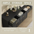 Black Dresser for Bedroom, 9 Drawer Dresser with Large Drawers, 55 Inch Wide Wood Chest for Living Room, Hallway