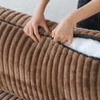 Modular Sectional Sofa, Oversized Cloud Couch, Deep Seat Comfy Modular Couches for Living Room, Ottoman, Plush Couch Cushion Covers Removable, Brown