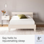 Signature Design by Ashley Full Size 8 Inch Medium Firm Charcoal Gel & Green Tea Infused Memory Foam Mattress for Pressure Relief, Fiberglass Free, Mattress In A Box