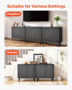 VEVOR Fluted Cabinet, Buffet Cabinet with 2-Tier Storage, Coffee Bar Cabinet with Adjustable Shelves, Sideboard Buffet for Hallway, Entryway, Living Room, or Kitchen, Black