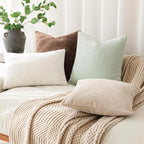 Foindtower Set of 2 Soft Textured Chenille Throw Decorative Pillow Covers Square Accent Solid Cushion Cover Cozy Neutral Farmhouse Pillow Case for Couch Sofa Bedroom Living Room 16x16 Inch, Sage Green