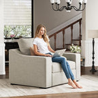 ABCASA 47" W Oversized Accent Chair, Comfy Upholstered Sofa Chair with Large Seat and Wide Armrest, Pet-Friendly Modern Lounge Armchair for Living Room/Apartment/Bedroom, Premium Linen, Oatmeal