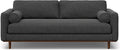 SIMPLIHOME Morrison 89-inch Wide Sofa in Charcoal Grey Woven-Blend Fabric, Handcrafted Mid-Century Modern Couch for Living Room or Family Room, Single Bench Cushion, Bolster Pillows