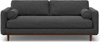 SIMPLIHOME Morrison 89-inch Wide Sofa in Charcoal Grey Woven-Blend Fabric, Handcrafted Mid-Century Modern Couch for Living Room or Family Room, Single Bench Cushion, Bolster Pillows