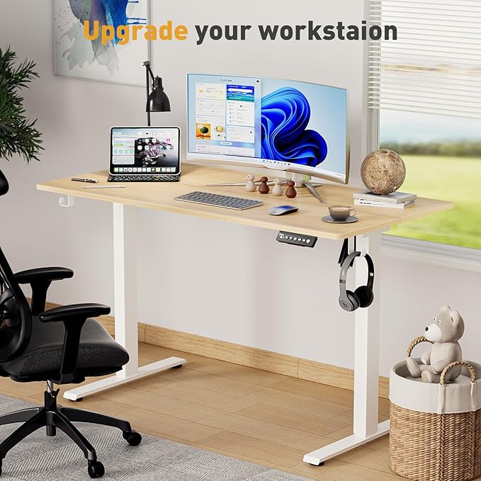 48 x 24 Inch Electric Standing Desk Adjustable Height, Sit Stand Desk, Stand up Desk for Home Office, Computer Workstation (Spliced Desktop,Oak)