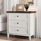 Farmhouse 3-Drawer Dresser for Bedroom - 31.5" Wide 3 Chest of Drawers Storage Cabinet as Nightstand or Bedside Dresser（Antique White & Brown）