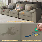 EASE MOOSE Oversized U Shaped Couch,Modular Sectional Convertible Sofa with Wide Deep,Extra Large Faux Leather Scratch Resistant Modern Couch for Big Spaces,Light Grey