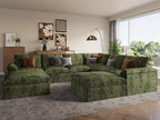 EASE MOOSE Oversized Boneless Sectional Couch-8-Seat, Corner V-Shaped Deep-Seat Modular Cloud Sofa, No-Assembly Chenille Sofa for Living Room, Green