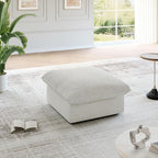 Cloud Movable Ottoman, Waterproof Down Filled Modular Sectional Sofa, High Backrest Sectional Couches for Living Room, Modern Modular Couch with Removable Cover, Cream White
