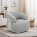 Swivel Barrel Accent Chairs-Modern Round Club Arm Chair Upholstered Living Room Armchair, Single Sofa Seating Bedroom Side Reading Seat for Living Roon Office (Gray,1 Pack)