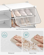 SONGMICS Shoe Rack Organizer, 12-Tier Shoe Storage Cabinet for Closet and Entryway, Holds 48 Pairs of Shoes, Adjustable, Cloud White and Trasparent ULPC040W01