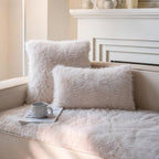 Neelvin Beige Faux Fur Cozy Fluffy Double-Sided Decorative Throw Pillow Covers 20x20 inch Set of 2,Velvet Pillowcase Cushion Case for Sofa Couch