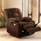 EONIX Dual Motor Lay Flat Power Lift Recliner Chair for Elderly and Adults with Cup Holders and Charging Ports, 400lbs Electric Power Recliner Lift Chair with Heat and Massage, Coffee, Brown