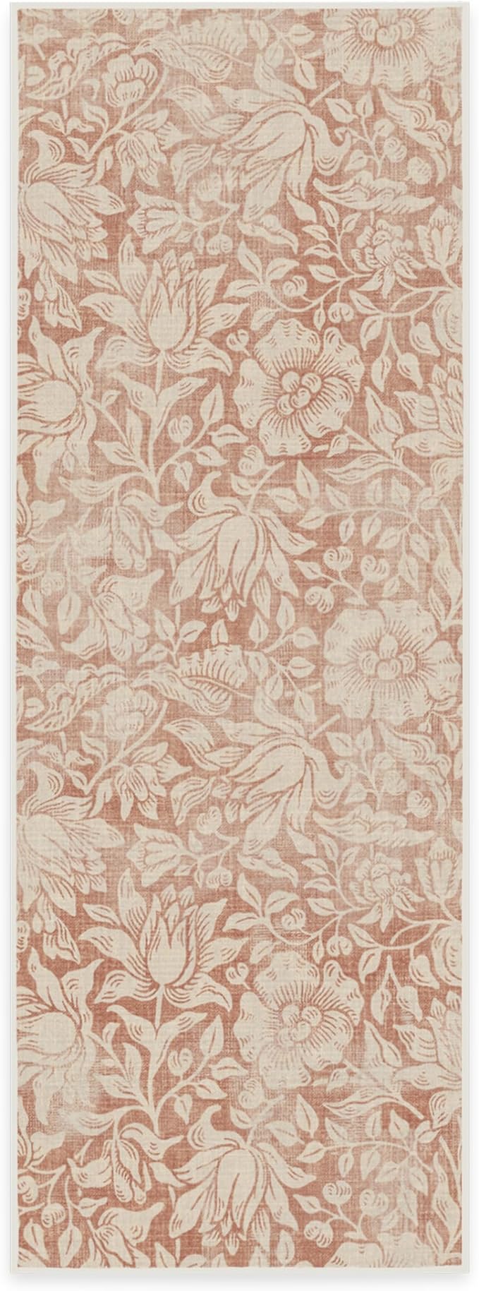 RUGGABLE x Morris & Co Washable Runner Rug – Mallow Rust Red 2.5x7, Stain-Resistant, Non-Slip Hallway Runner – Machine Washable Rug for Hallway, Entryway, Living Room & Kitchen–with Standard Pad