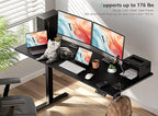 55 x 24 inch Electric Standing Desk Adjustable Height with 4 Wheels, 4 Memory Height Settings, 2 Headphone Hook, Home Office Desk, Splice Board Black
