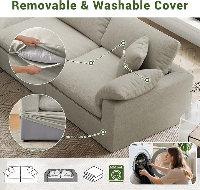 Modular Sectional Sofa,Extra Comfty Deep-Seat-Filled Couch,6 Seat U Shape Sofas with Movable Ottoman, Modern Couches for Living Room, Apartment, Office,Small Space