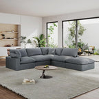 Modular Sectional Sofa Cloud Couch,Down Filled Comfy Cloud Modern Sofa,Oversized Couch Cushion Covers Removable for Living Room,Light Blue