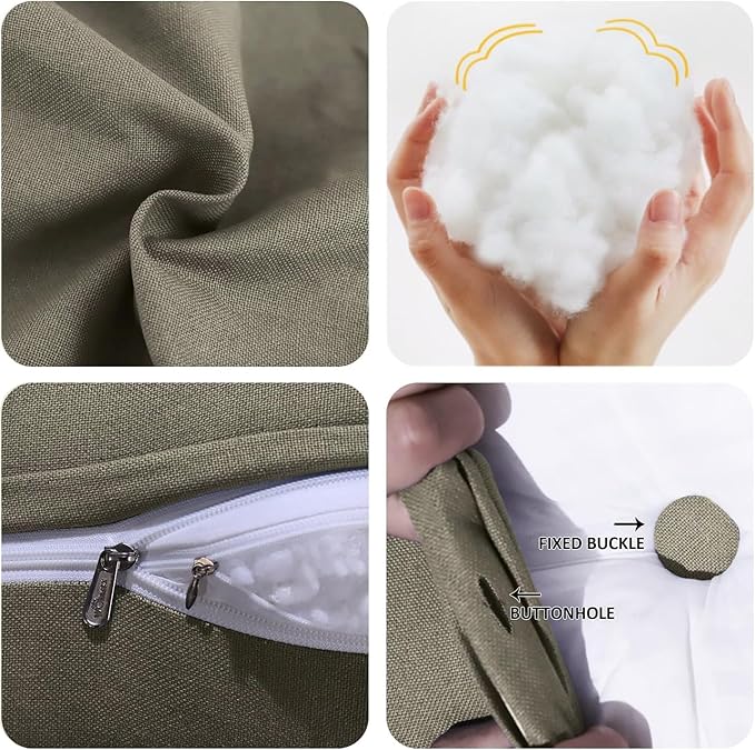WOWMAX 85% Linen 15% Cotton Blend Headboard Pillow – King Size Reading Wedge Backrest for Bed, Handmade Firm Support Bolster Cushion with Removable Cover, Premium Bed Rest Pillow, Light Gray