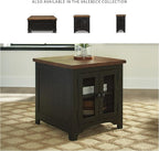 Signature Design by Ashley Valebeck Farmhouse Rectangular End Table with Storage, Distressed Brown & Black Finish