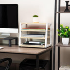 Mind Reader 4-Tier Desk Organizer, File Storage, Documents, Office, Metal, MDF, 14.5" L x 10.5" W x 12" H, White