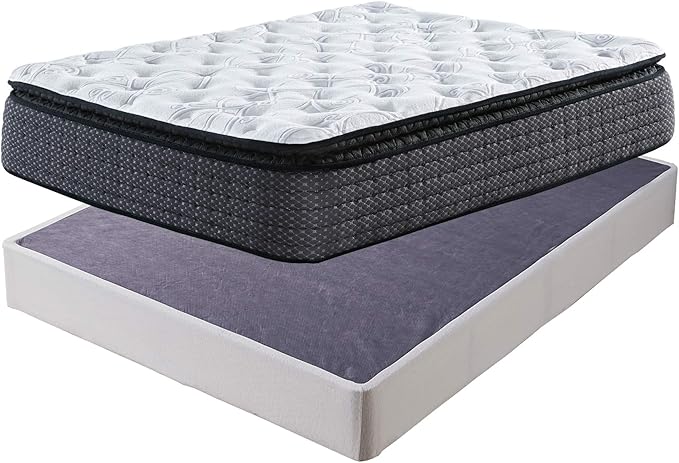 Signature Design by Ashley 10" Mattress Box Spring with Metal Foundation, King, White