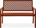 Best Choice Products Outdoor Bench 2-Person Metal Steel Benches Furniture for Garden, Patio, Porch, Entryway w/Geometric Backrest, 790lb Capacity - Rust