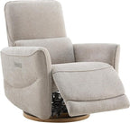 CHITA Power Nursery Rocking Chair, Swivel Glider Recliner Chair with Solid Wood Base, Bulit-in USB & Type-C Charging Ports for Living Room, FSC Certified, Taupe