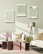 HesenDot Green Botanical Framed Wall Art Set, 12x16in Matisse William Morris Canvas Prints,Minimalist Classic Plants Home Decor for Living Room Bedroom Bathroom Office, Set of 3