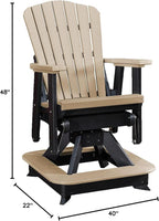 DutchCrafters Slat Fan Back Poly Balcony Adirondack Swivel Glider with Footrest Outdoor Patio Chair (Black & Weatherwood)