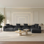 Oversized Modular Sectional Sofa with Ottomans,5 Seater Corduroy L Shaped Reversible Corner Couch,181.1" Convertible Sofa & Couch Free Combination for Living Rooom,Black