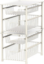 Simple Houseware Stackable 2 Tier Basket Drawer, White