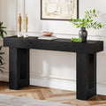 Tribesigns 63-Inch Long Console Table, Farmhouse Wooden Sofa Table Behind The Couch, Narrow Entryway Table for Entrance, Hallway, Living Room (Black)