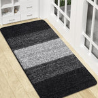 Kitinjoy Indoor Outdoor Door Mat, 47x20 Non-Slip Absorbent Dirt Trapper, Low-Profile Washable Inside Entrance Front Floor Mat, Sturdy Soft Entry Doormats for Entryway, Black