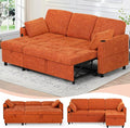 84" Chenille Pull Out Sofa Bed w/Adjustable Backrest, L-Shape Modern Sleeper Sofa w/Reversible Chaise, Upholstered Sectional Couch w/USB Port and Side Pockets for Living Room, House, Orange