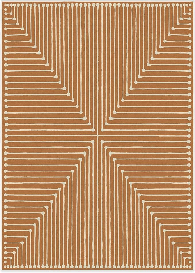 RUGGABLE x Jonathan Adler Machine Washable Modern Area Rug – Inkdrop Copper 10x14, Stain-Resistant, Non-Slip – Large Rugs for Living Room, Bedroom, Hallway, Entryway & Office–with Standard Pad