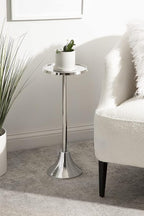 Kate and Laurel Sanzo Modern Pedestal Side Table, 9 x 9 x 23, Silver, Decorative End Table with Sleek Tabletop