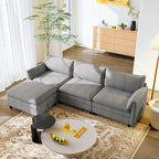 FLEXISPOT SF6 Cloud Sectional Couch for Living Room with Reversible Ottoman, 100.4" L-Shaped Modular Sectional Sofa with Storage, 3-Seater Comfy Sofa Couch for Apartment, Chenille Gray