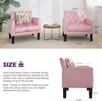 TYBOATLE Accent Chairs Set of 2, Mid Century Modern Upholstered Tufted Living Room Chair for Bedroom, Armchair Single Sofa,Reading Lounging Side Lounge Office Chair (Pink)