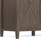 SIMPLIHOME Ela Solid Wood 60 inch Wide Transitional Wide Storage Cabinet in Smoky Brown for The Living Room, Entryway and Family Room