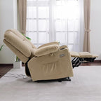 MCombo Large Power Lift Recliner Chair Sofa with Massage and Heat for Big and Tall Elderly People, 3 Positions, Cup Holders, and USB Ports, Fabric 7549 (Large, Beige)
