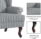 Accent Chair, High Back Upholstered Armchair with High Resilience Sponge & Wood Legs, Mid-Century Modern Comfy Single Sofa Reading Chairs for Living Room, Bedroom (Stripe Grey, Set of 1)