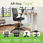 HON Solve Standing Desk Chair with Lumbar Support. ReActiv High Back Support, Ergonomic Office Chair with Foot Rest, Adjustable Height