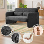 59" W Upgrade Lambswool Fabric Loveseat Sofa, Modern Love seat Couch, Solid and Easy to Install, Upholstered 2-Seater Couch for Bedroom, Apartment, Living Room