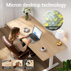 Veken 55 Inch Large Electric Standing Desk, 4 Memory Heights Adjustable,Sit to Stand Up, Work Home Office Computer Table for Study, Walking Pad, Writing, and Games, Wooden Desktop Desks, Nature Wood