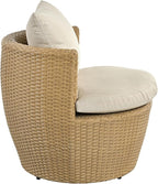 Christopher Knight Home Dessa Patio Conversation Set, Wicker Rattan Club Chairs, Wicker End Table, Accent Chair with Cushions, Mirror Table Top, Conversation Set for Backyard Poolside, Light Brown