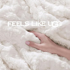 UGG Faux Fur King Blanket, Double-Sided Fluffy Blanket, Cozy Oversized Throw for Couch, Washable Bedding for California King Bed, Luxury Home Decor, 110" x 90", Natural White (Adalee)