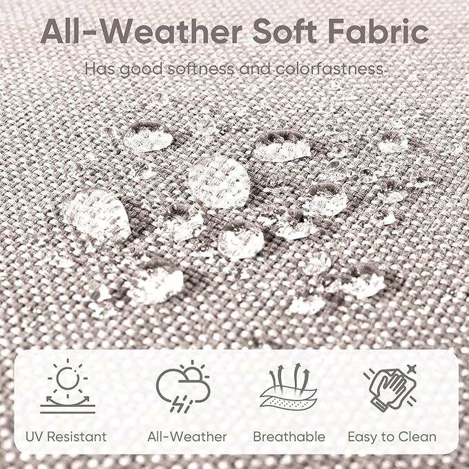 9-Piece Outdoor Patio Cushion Set - Fade & Water Resistant with Removable Olefin Cover, 22x24x4 Inch Memory Foam Cushions for Wicker Sectional Sofa – Beige/Buckle